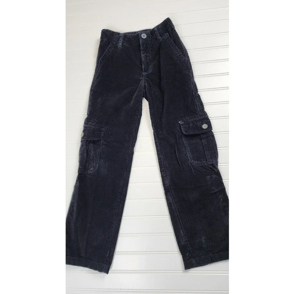 Gymboree Boys Corduroy Cargo Pants Black Slim Fit Size 8